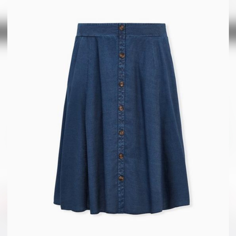 NWT Midi Chambray Button-Front Skirt - Picture 5 of 7